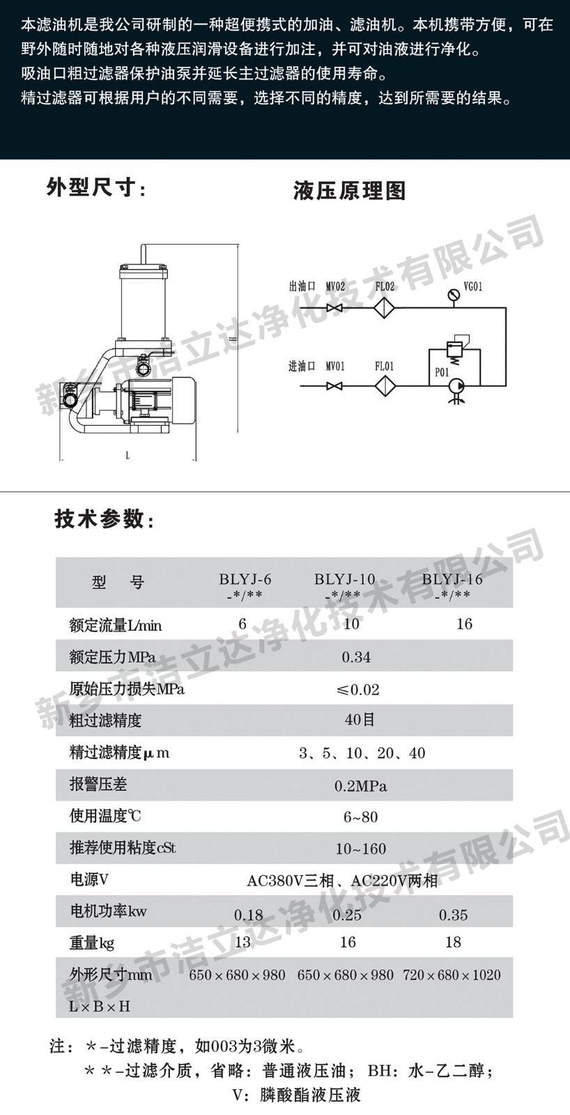手提式滤油机BLYJ系列 0